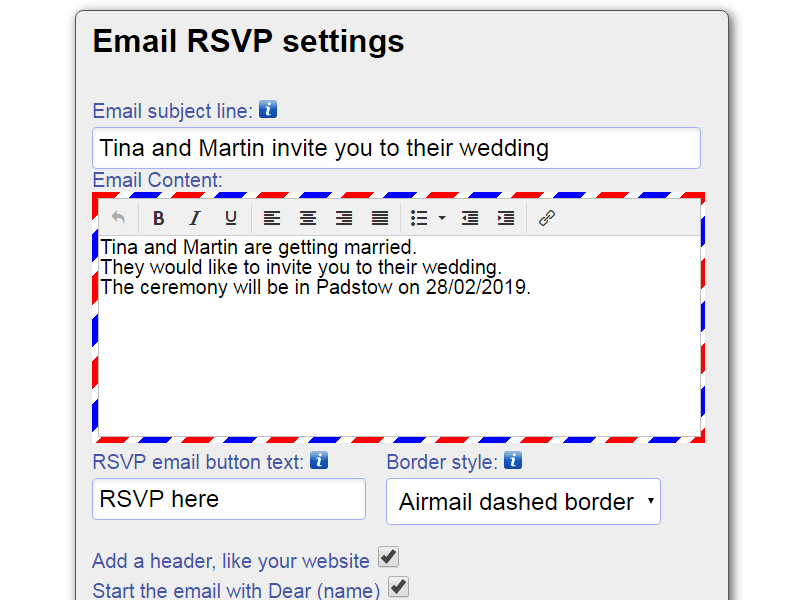 To wed Help RSVP How To